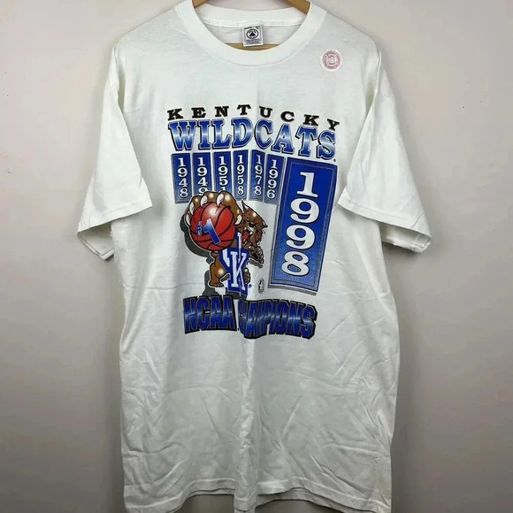 90s Vintage Kentucky Wildcats 1998 NCAA Champions T-Shirt - Picture 1 of 7